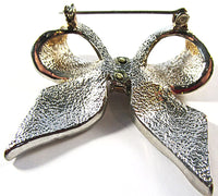 Vintage 1960s Gold and Silver Clear Rhinestone Bow Pin