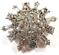 Vintage 1950s Mid-Century Clear Rhinestone Statement Starburst Pin - Front - Thumbnail