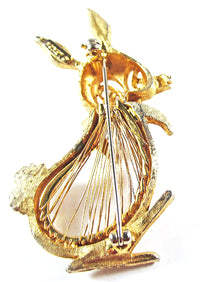 Vintage Monet 1950s Mid-Century Adorable Gold Figural Rabbit Pin - Back - Thumbnail