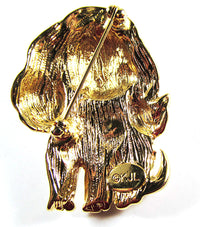 Kenneth J. Lane Vintage 1960s Clear Rhinestone Figural Spaniel Pin - Back - Thumbnail
