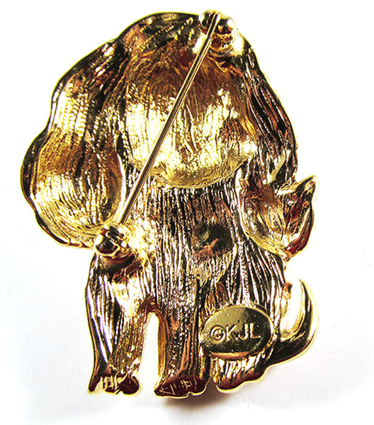 Kenneth J. Lane Vintage 1960s Clear Rhinestone Figural Spaniel Pin - Back