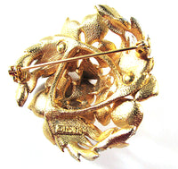 Lisner Vintage 1950s Clear Rhinestone Gold and Silver-Toned Floral Pin