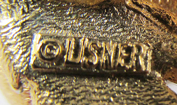 Lisner Vintage 1950s Clear Rhinestone Gold and Silver-Toned Floral Pin - Signature