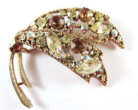 Emmons Vintage 1950s Mid-Century Rhinestone Leaf Pin (Book Piece)