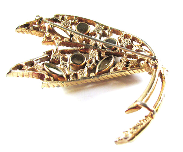 Emmons Vintage 1950s Mid-Century Rhinestone Leaf Pin (Book Piece) - Back