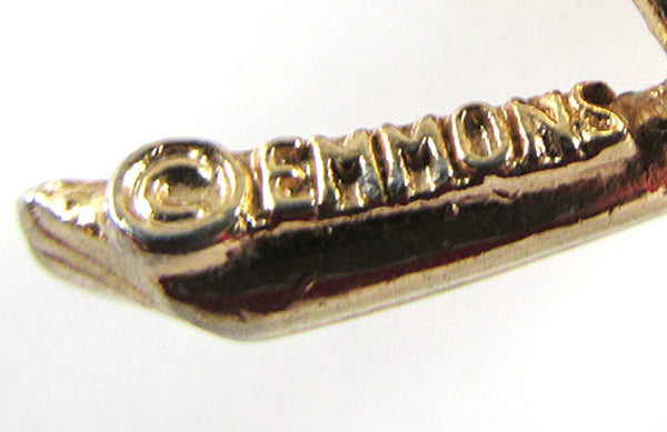 Emmons Vintage 1950s Mid-Century Rhinestone Leaf Pin (Book Piece) - Signature