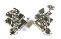 Vintage 1940s Weiss Designer Clear Geometric Rhinestone Earrings - Back - Thumbnail