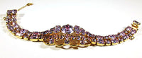 Kramer Vintage 1950s Purple Rhinestone Necklace, Bracelet, and Pin - Bracelet Front - Thumbnail