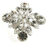 Signed Eisenberg Ice 1950s Clear Rhinestone Geometric Pin - Front - Thumbnail