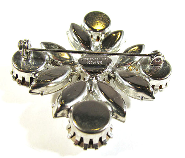 Signed Eisenberg Ice 1950s Clear Rhinestone Geometric Pin - Back