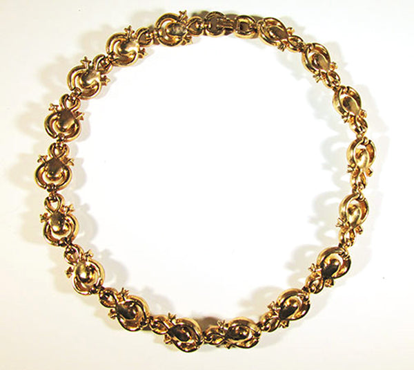 Vintage 1950s Trifari Pearl and Clear Rhinestone Link Necklace - Back