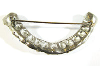 Vintage 1930s Art Deco Green, Blue, and Clear Rhinestone Pot Metal Pin - Back - Thumbnail