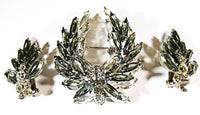 Juliana Vintage 1960s Black Diamond Rhinestone Pin and Earrings - Front - Thumbnail