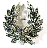Juliana Vintage 1960s Black Diamond Rhinestone Pin and Earrings - Pin Front - Thumbnail