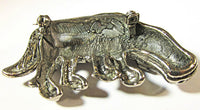 Vintage 1970s Whimsical Retro Silver Figural Water Buffalo Pin - Back - Thumbnail