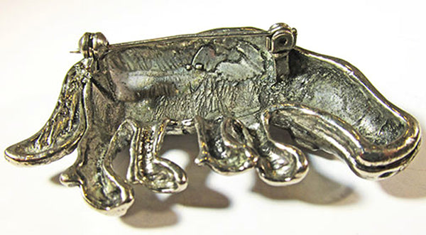 Vintage 1970s Whimsical Retro Silver Figural Water Buffalo Pin - Back