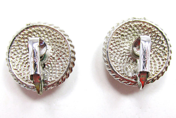 Signed Sarah Coventry 1960s Vintage Diamante and Pearl Earrings - Back
