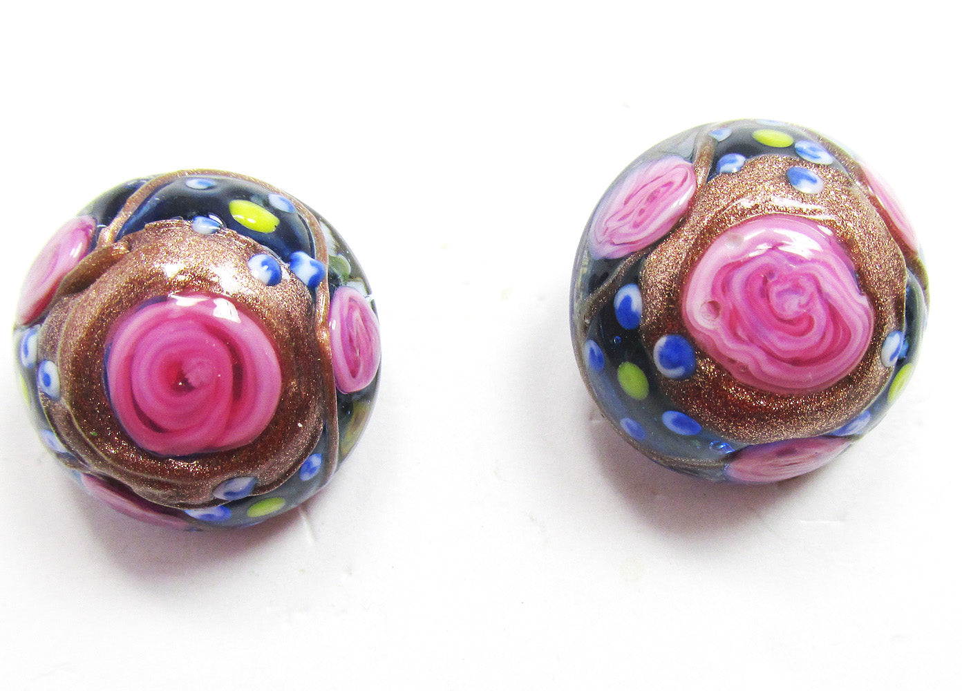 1960s Vintage Mid-Century Art Glass Cabochon Earrings - Front