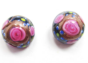 1960s Vintage Mid-Century Art Glass Cabochon Earrings - Front