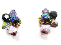Hattie Carnegie 1950s Avant-Garde Crystal and Bead Earrings - Front - Thumbnail