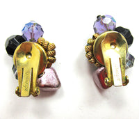 Hattie Carnegie 1950s Avant-Garde Crystal and Bead Earrings - Back - Thumbnail