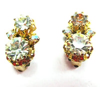Vintage 1950s Austrian Mid-Century Collectible Rhinestone Earrings - Front - Thumbnail