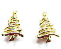 Vintage 1970s Diamante Contemporary Style Christmas Tree Earrings - Front - Thumbnail