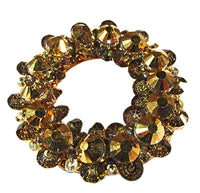Vintage Hobe 1950s Gold and Topaz Rhinestone Pin and Earrings - Pin - Thumbnail