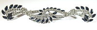 Ora Vintage 1950s Sapphire and Clear Rhinestone Pin and Earrings Set - Front Set - Thumbnail