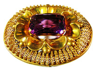 Czechoslovakia Antique 1920s Art Deco Amethyst Rhinestone Pin - Front - Thumbnail