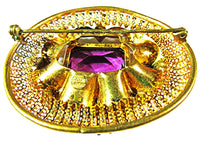 Czechoslovakia Antique 1920s Art Deco Amethyst Rhinestone Pin- Back - Thumbnail