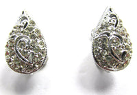 Jomaz Vintage 1960s Designer Clear Diamante Teardrop Earrings - Front - Thumbnail