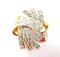 Exceptional 1950s Mid-Century Vintage Diamante Pin and Earrings Set - Pin Front - Thumbnail