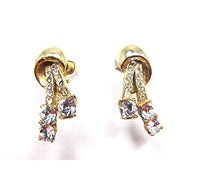 Exceptional 1950s Mid-Century Vintage Diamante Pin and Earrings Set - Earrings Front - Thumbnail