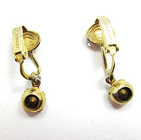 Vintage 1960s Signed Castlecliff Designer Diamante Drop Earrings - Back - Thumbnail