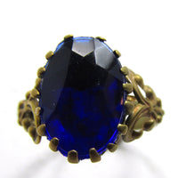 Vintage 1930s Czechoslovakia Diamante and Brass Fashion Ring - Front - Thumbnail