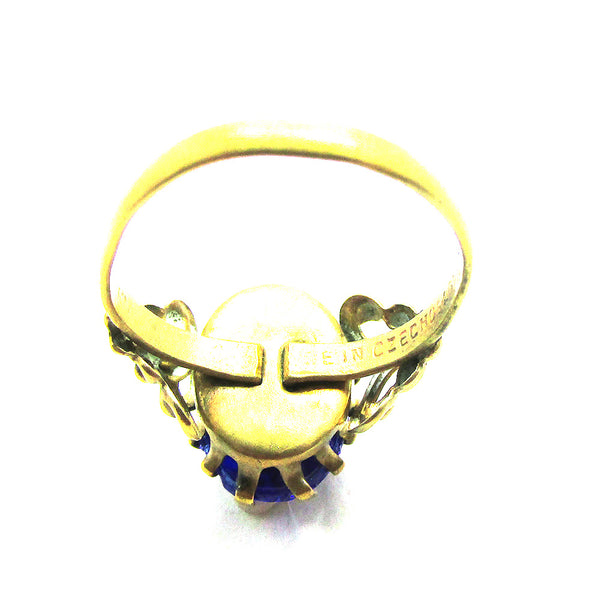 Vintage 1930s Czechoslovakia Diamante and Brass Fashion Ring - Back