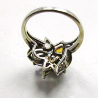 1970s Vintage Sterling and Multi Color Gemstone Floral Fashion Ring - Back - Thumbnail