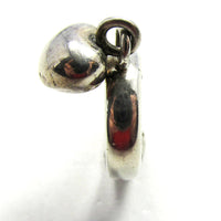 Vintage 1980s Mexico Sterling Silver Heart Charm Fashion Ring - Side - Thumbnail