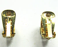 Vintage 1980s Retro Half Hoop Clear and Gold Diamante Earrings