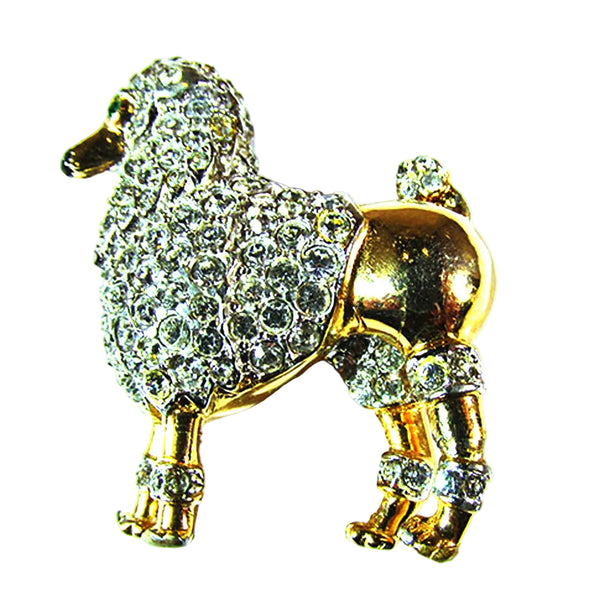 Kramer of NY Vintage 1950s Designer Clear Rhinestone Poodle Pin - Front