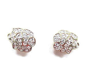Signed Nolan Miller 1980s Vintage Diamante Designer Floral Earrings - Front