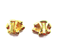 Signed Nolan Miller 1980s Vintage Diamante Designer Floral Earrings - Back - Thumbnail