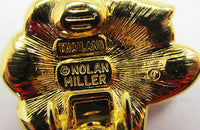 Signed Nolan Miller 1980s Vintage Diamante Designer Floral Earrings - Signature - Thumbnail