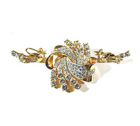 Exceptional 1950s Mid-Century Vintage Diamante Pin and Earrings Set - Front - Thumbnail