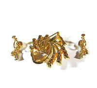 Exceptional 1950s Mid-Century Vintage Diamante Pin and Earrings Set - Back - Thumbnail