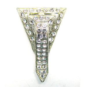 Vintage 1930s Signed Early Century Art Deco Diamante Dress Clip - Front