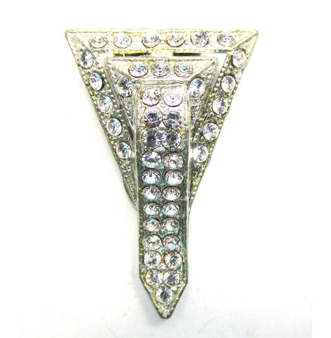 Vintage 1930s Signed Early Century Art Deco Diamante Dress Clip - Front
