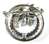 Vintage 1950s Extraordinary Clear Rhinestone Floral Circle Pin - Back - Thumbnail