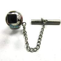 Men's Vintage 1960s Mid-Century Silver Geometric Tie Tack - Front - Thumbnail